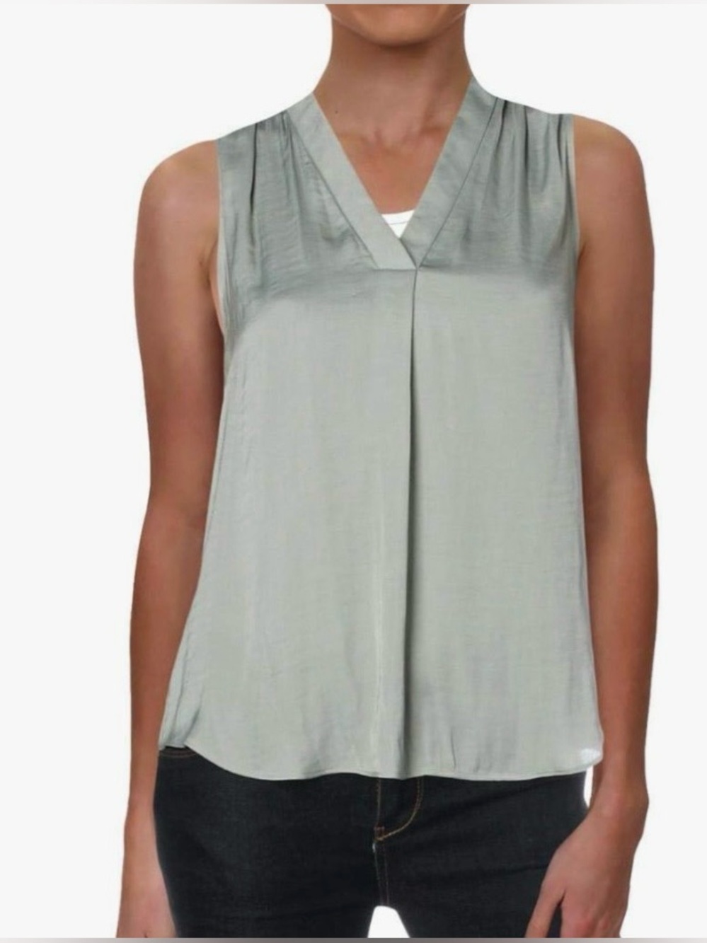 Vince Camuto Light Green Sleeveless V-Neck Blouse